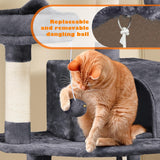 Yaheetech 62.5Inches Cat Tree Cat Tower Cat Condo with Platform & Hammock, Scratching Posts for Kittens Pet Play House with Plush Perch for Indoor Activity Relaxing, Dark Gray