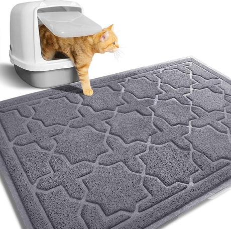 Yimobra Cat Litter Mat, Litter Trapping Waterproof Non Slip PVC Mat, Scatter Control Easy Clean for Litter Box, 35.4"X23.6", Dark Grey