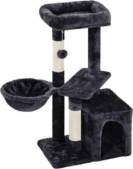 Topeakmart 34In Cat Tree Cat Tower Scratching Posts Modern Bed Cat Furniture for Indoor Cats and Kittens as Pet House Activity Center with Warm Condo, Fluffy Nest, Large Platform, Comfy Basket