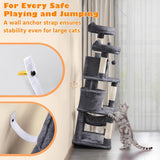Yaheetech 62.5Inches Cat Tree Cat Tower Cat Condo with Platform & Hammock, Scratching Posts for Kittens Pet Play House with Plush Perch for Indoor Activity Relaxing, Dark Gray