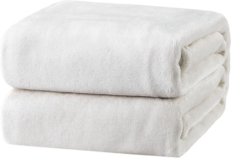 Bedsure Gentlesoft Fleece Blankets Queen Size White - Mothers Birthday Gifts for Women Bed Blanket Soft Lightweight Plush Fuzzy Cozy Luxury Microfiber, 90X90 Inches