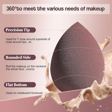 Makeup Sponge Set Bs-Malltriangle Puff 14 Pcs for Liquid, Cream, and Powder, Multi-Colored Makeup Sponges and Mini Makeup Sponge (D-Coffee)